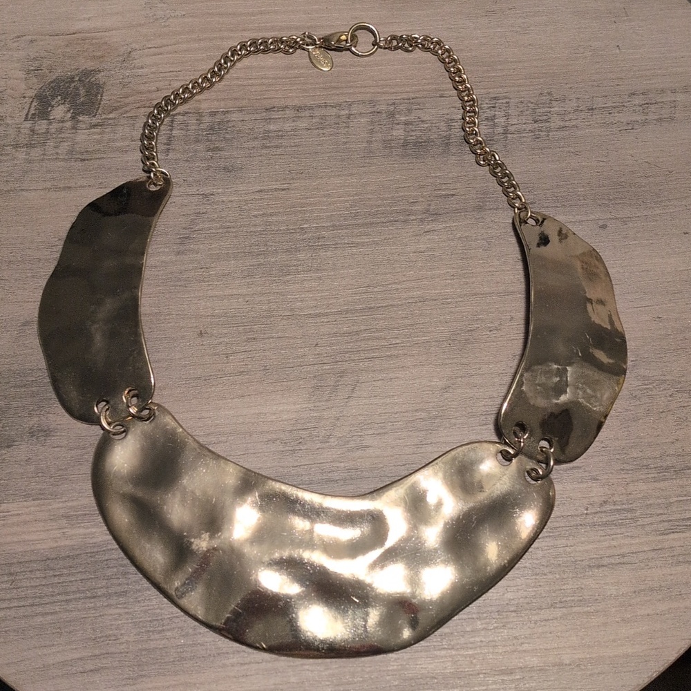Express Gold-Tone Hammered Bib Necklace